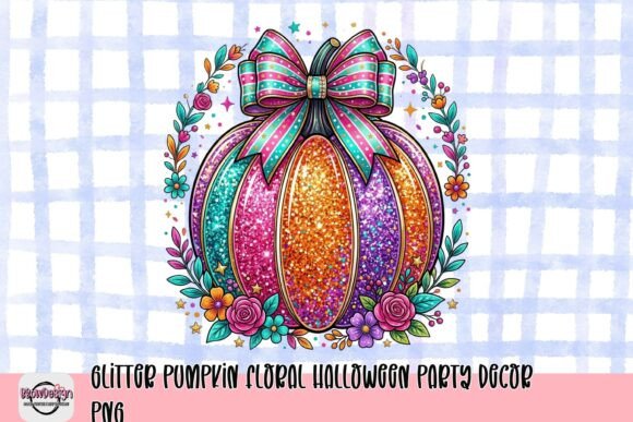 Download Glitter Pumpkin Floral Halloween Party Decor PNG - Party decor png Collection