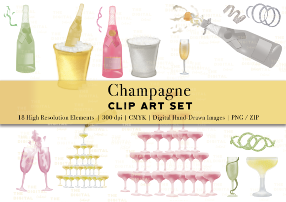 Download Champagne ClipArt Set - Champagne clipart Collection