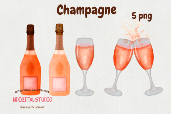 Download Watercolor Champagne Clipart. - Champagne clipart Collection