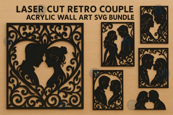Download Laser Cut Retro Couple Wall Art SVG Bund - Laser Collection