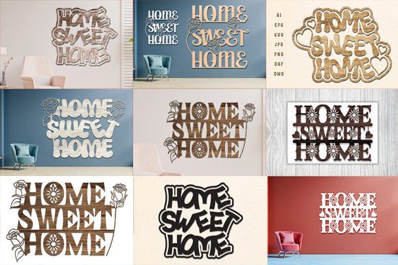 Download Home Sweet Home Wall Decor Laser Cut Set - Laser Collection