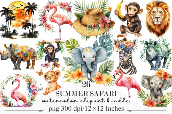 Download Watercolor African Summer Safari Clipart - Safari clipart Collection