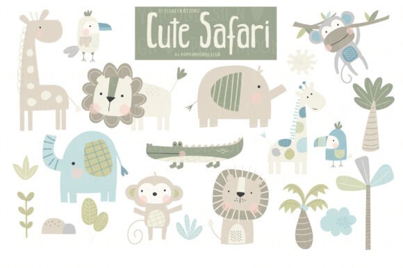 Download Cute Safari Clipart Set - Safari clipart Collection