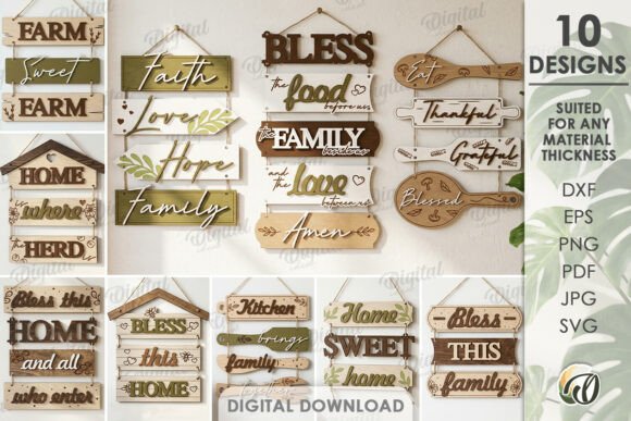 Download Rustic Home Wall Decors Bundle Laser Cut - Laser Collection