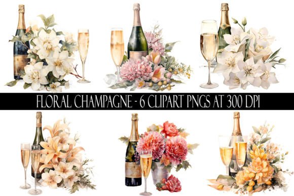 Download Floral Champagne Clipart - Champagne clipart Collection