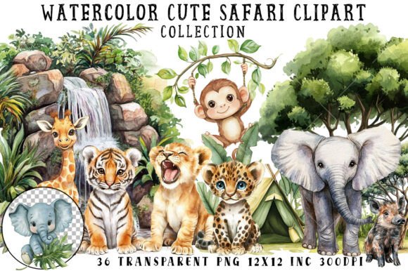 Download Watercolor Cute Safari Clipart - Safari clipart Collection
